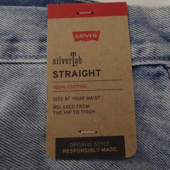 Levi's Silvertab Straight Jeans Men's Size 36x32 Blue Denim Distressed Relaxed - Picture 8 of 11